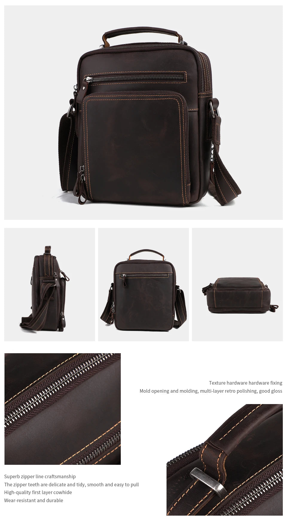 JOYIR New Genuine Leather Men Vintage Handbags Small Flap Men's Shoulder Bag Casual Office Messenger Bags Fashion Crossbody Bag