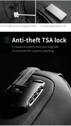 Sacoche Bandoulière Homme Verticale à Cadenas et Port USB