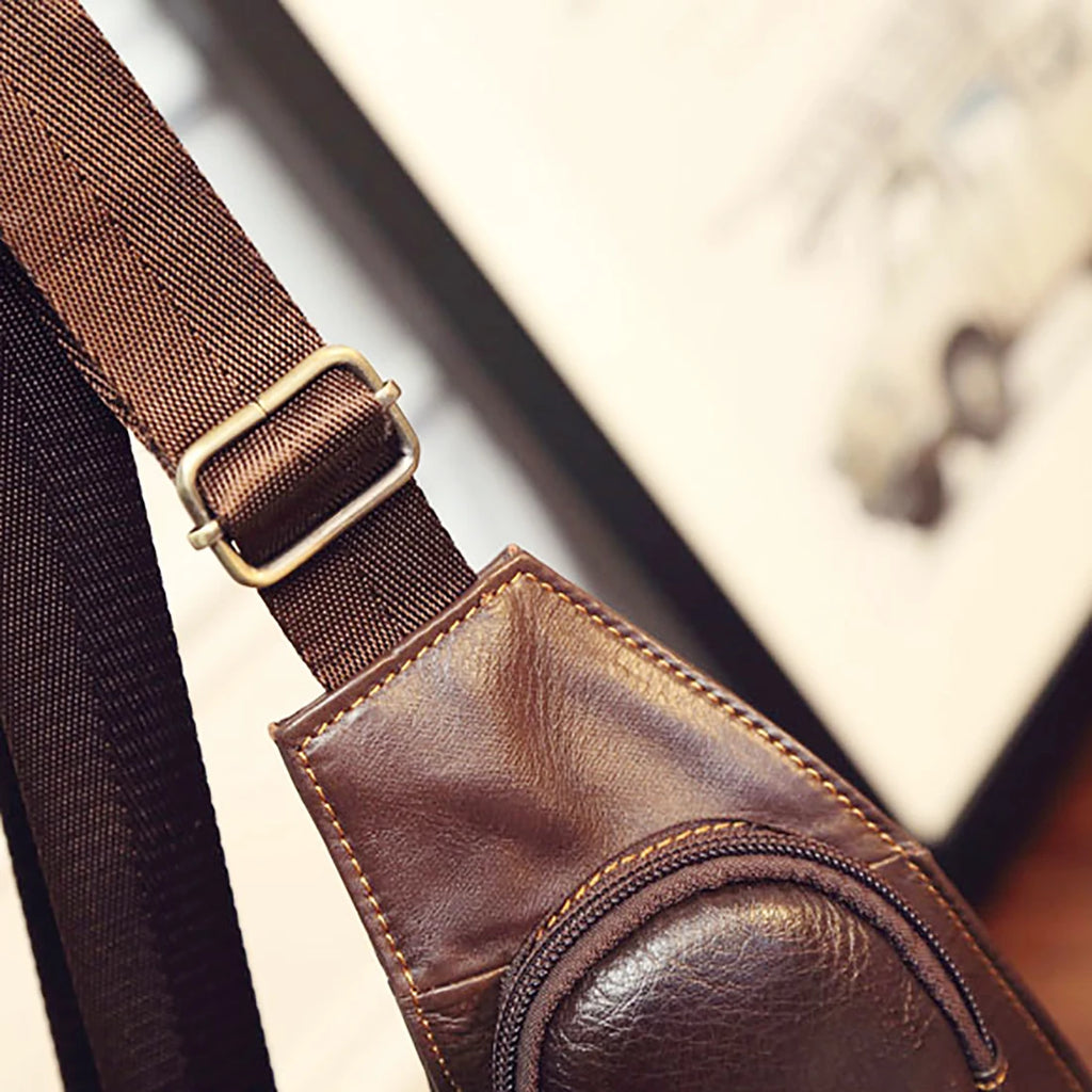 Men Cross Body Shoulder Sling Backpack Chest Bag Pouch Genuine Leather Casual Travel Retro Male Crossbody Messenger Side Bags