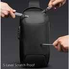 Sacoche Bandoulière Homme Verticale à Cadenas et Port USB