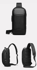 Sacoche Bandoulière Homme Verticale à Cadenas et Port USB