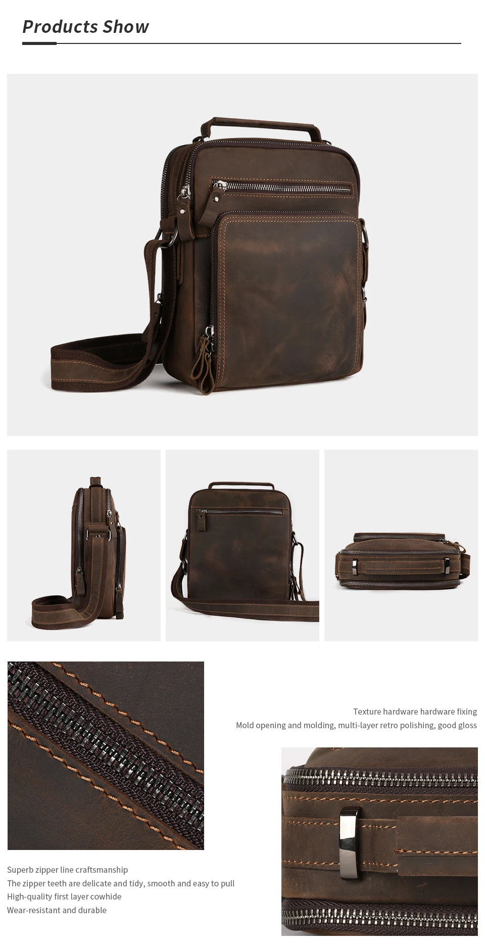 JOYIR New Genuine Leather Men Vintage Handbags Small Flap Men's Shoulder Bag Casual Office Messenger Bags Fashion Crossbody Bag
