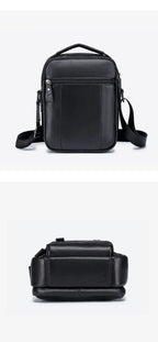 Sacoche Homme Cuir Compacte à Trois Poches Zippées