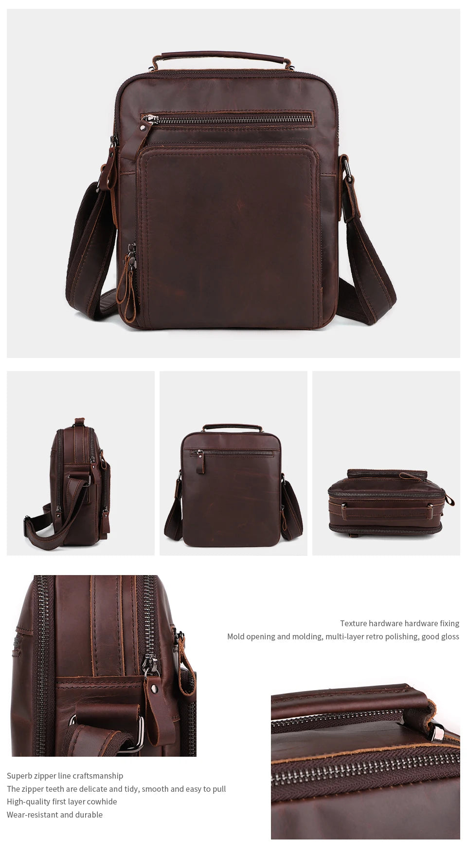 JOYIR New Genuine Leather Men Vintage Handbags Small Flap Men's Shoulder Bag Casual Office Messenger Bags Fashion Crossbody Bag