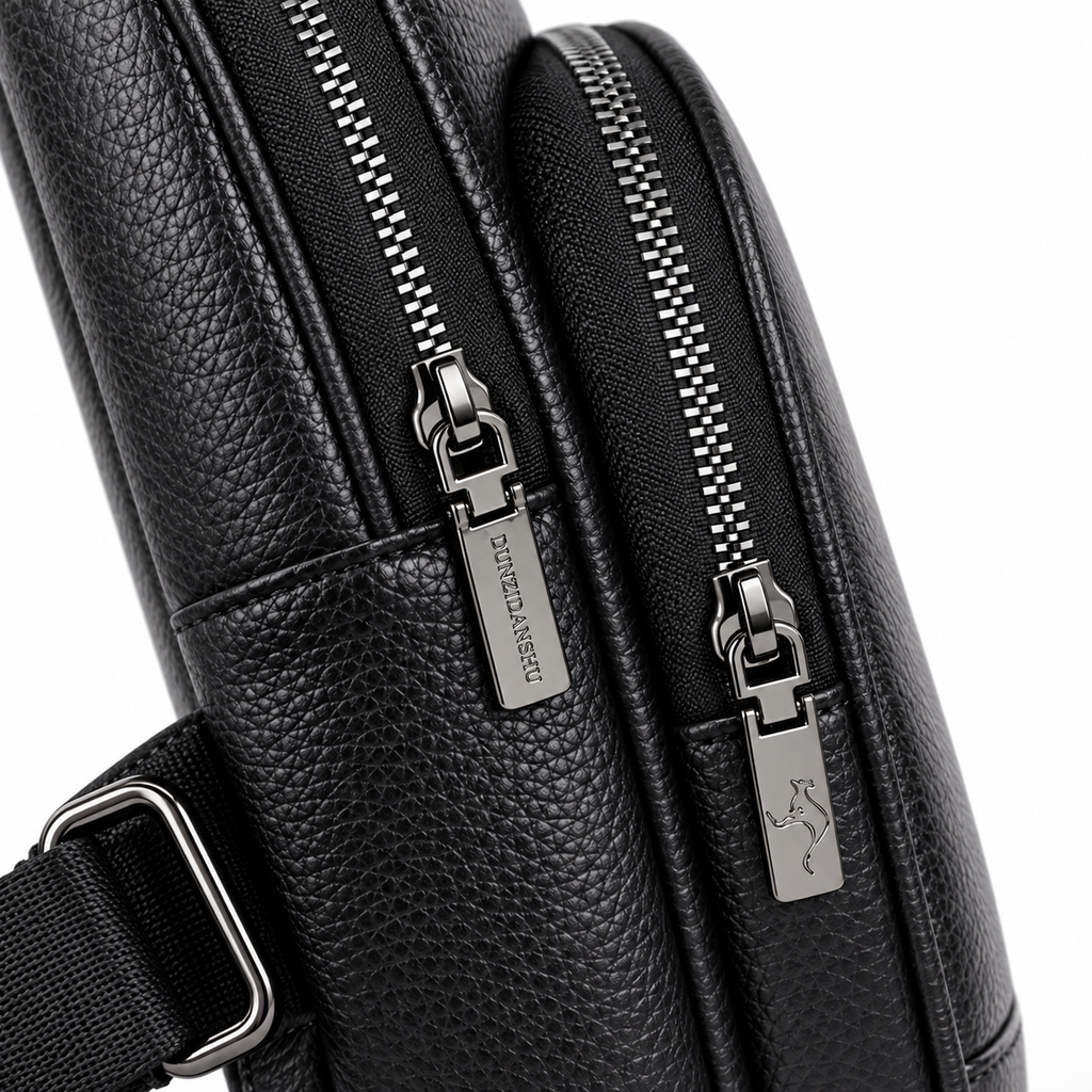 Sacoche Bandoulière Homme Simili Cuir à Passe-Écouteurs
