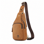 Sacoche Bandoulière Homme en Cuir Mat et Laiton