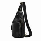 Sacoche Bandoulière Homme en Cuir Mat et Laiton