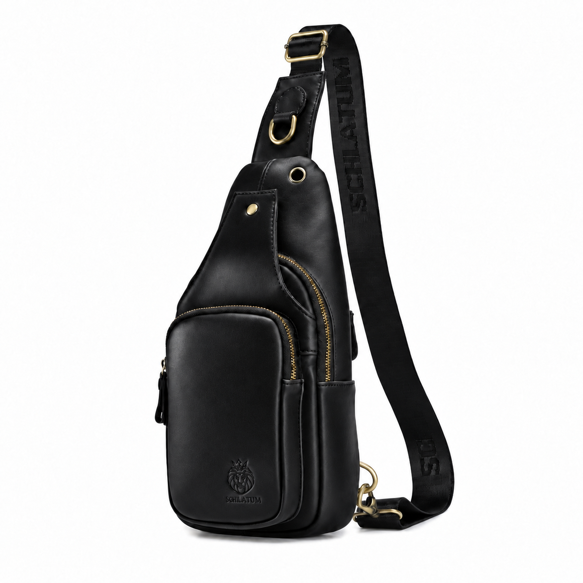 Sacoche Bandoulière Homme en Cuir Mat et Laiton