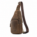 Sacoche Bandoulière Homme en Cuir Mat et Laiton