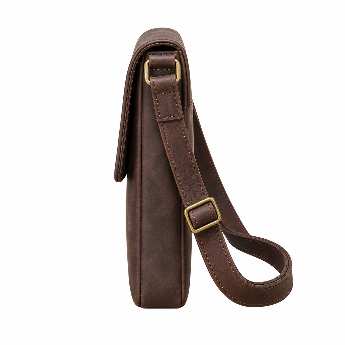 Men's Cowhide Bag Flap Fashion Shoulder Bag 7.9 Inch iPad Phone Bag Vintage Leather Crossbody Bag Gift for Husband