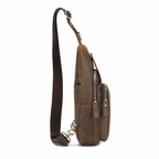 Sacoche Bandoulière Homme en Cuir Mat et Laiton