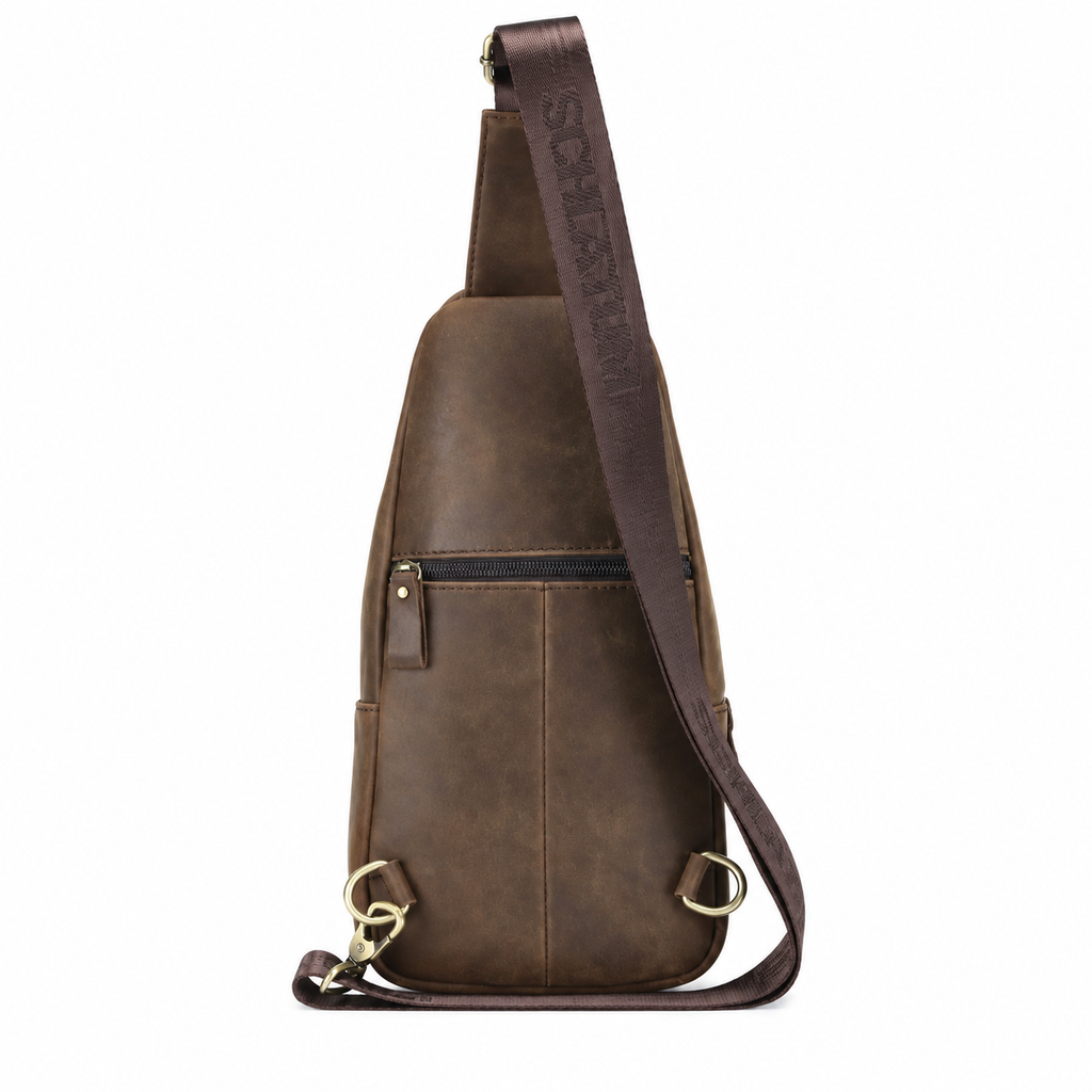 Sacoche Bandoulière Homme en Cuir Mat et Laiton