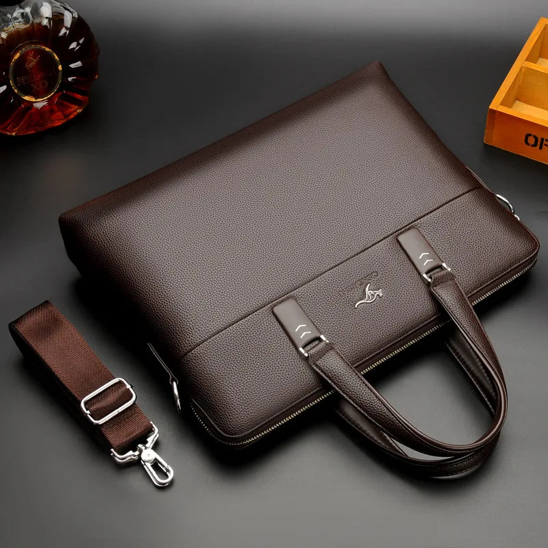Kangaroo Leather Briefcases For Men Laptop Designer Document A4 Business Tote Handbag Shoulder Square Side Porter Crossbody Bag