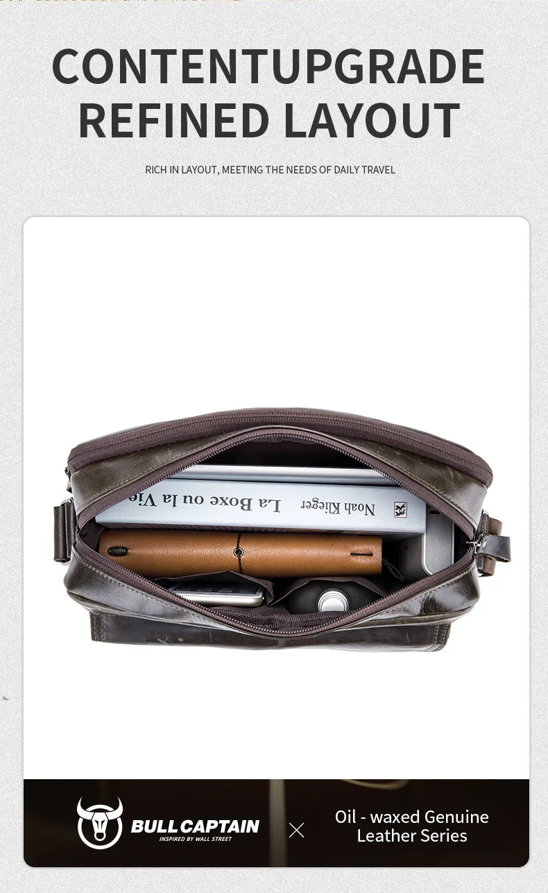 BULLCAPTAIN Genuine Leather Men's Crossbody Bag Large Capacity Casual Multifunctional Handbag A Fashion Business Briefcase