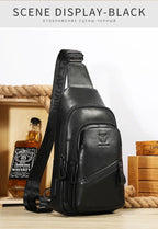 Sacoche Poitrine Homme en Cuir avec Câble USB Intégré