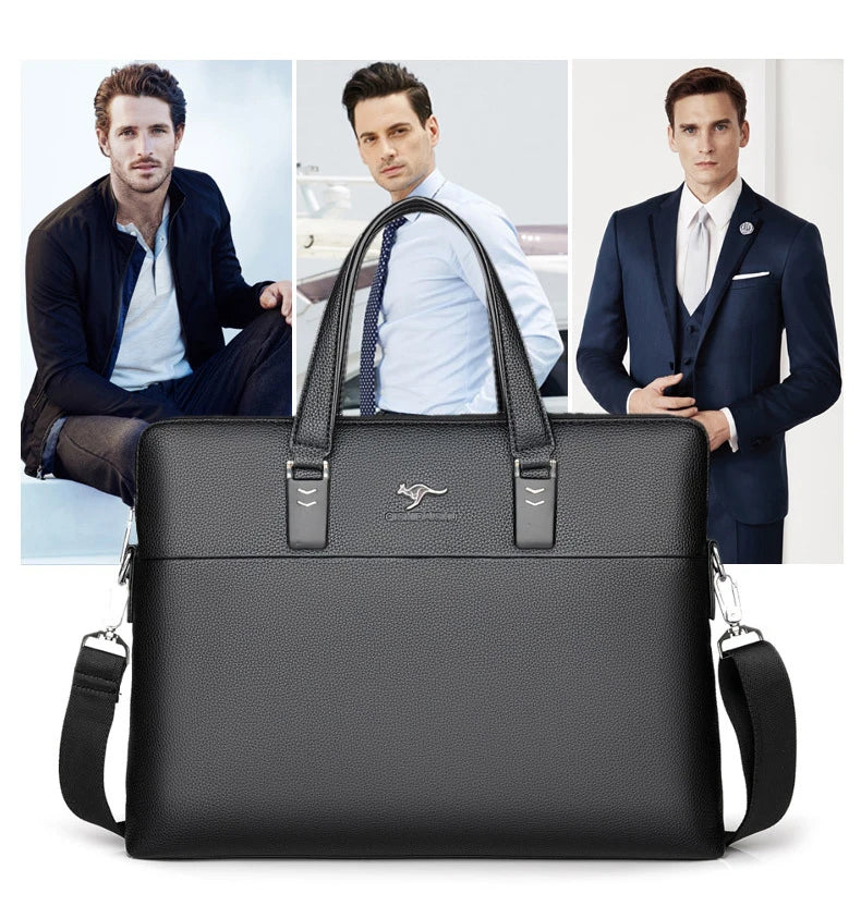 Kangaroo Leather Briefcases For Men Laptop Designer Document A4 Business Tote Handbag Shoulder Square Side Porter Crossbody Bag