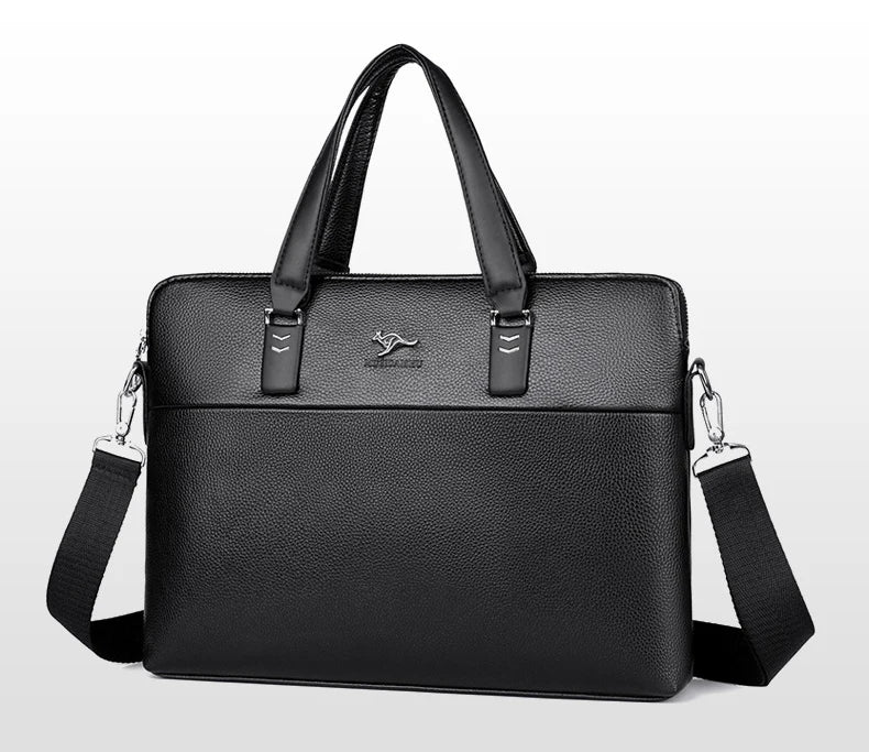 Kangaroo Leather Briefcases For Men Laptop Designer Document A4 Business Tote Handbag Shoulder Square Side Porter Crossbody Bag