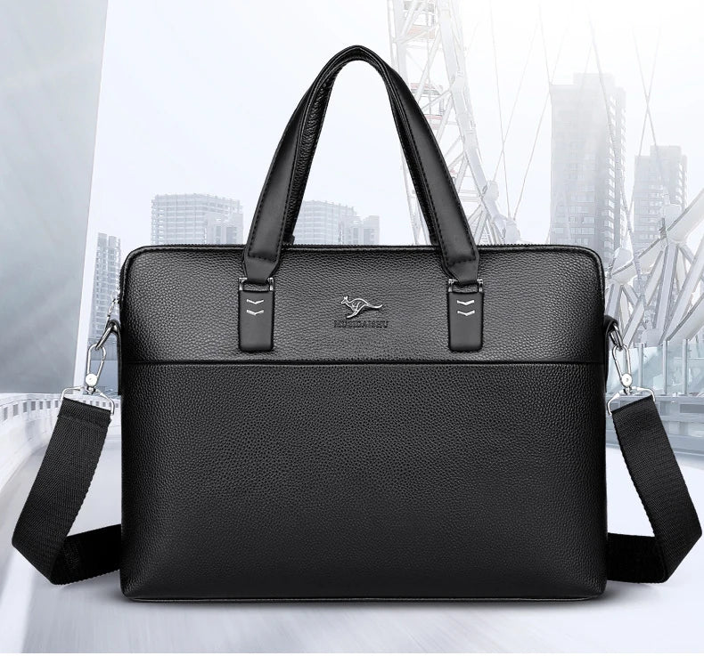Kangaroo Leather Briefcases For Men Laptop Designer Document A4 Business Tote Handbag Shoulder Square Side Porter Crossbody Bag