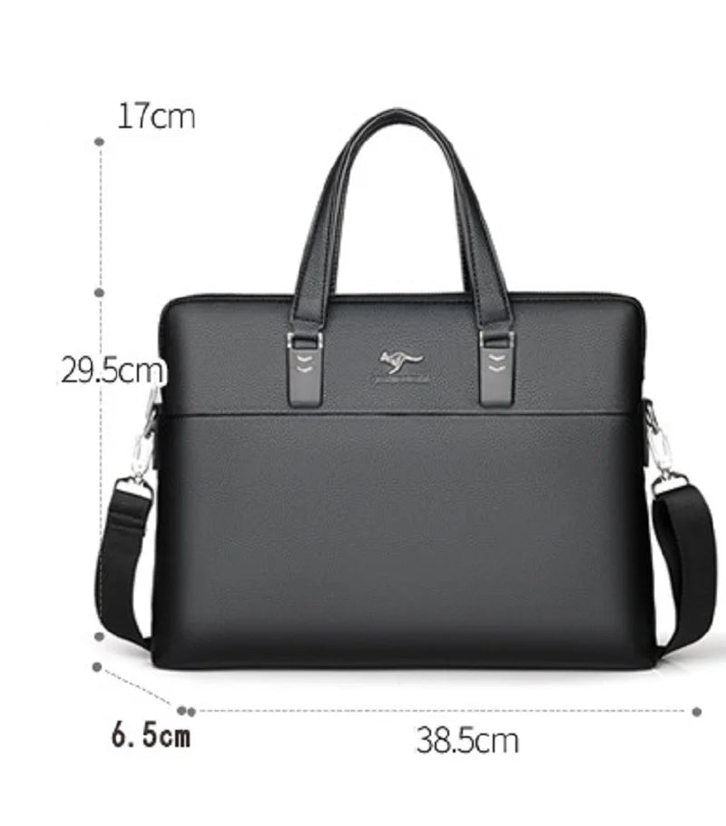 Kangaroo Leather Briefcases For Men Laptop Designer Document A4 Business Tote Handbag Shoulder Square Side Porter Crossbody Bag