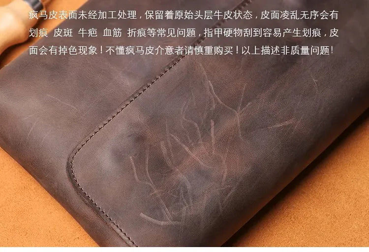 Men's Cowhide Bag Flap Fashion Shoulder Bag 7.9 Inch iPad Phone Bag Vintage Leather Crossbody Bag Gift for Husband