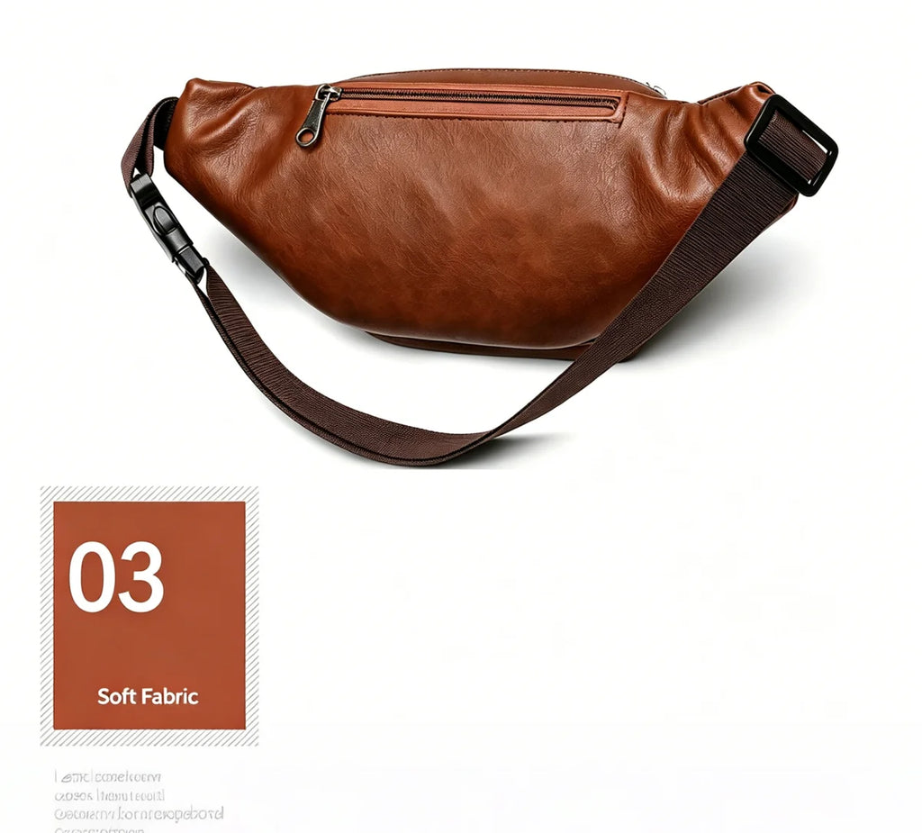 Men's Top-Grain Cowhide Genuine Leather Fanny Pack Multi-Pocket Casual Crossbody Waist Bag for Outdoor Travel And Daily Use