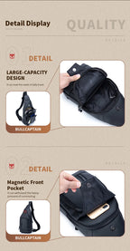 Sacoche Poitrine Homme Cuir à Sept Rangements et Port USB