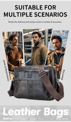 Sacoche Bandoulière Homme Cuir Patiné à Quatre Poches