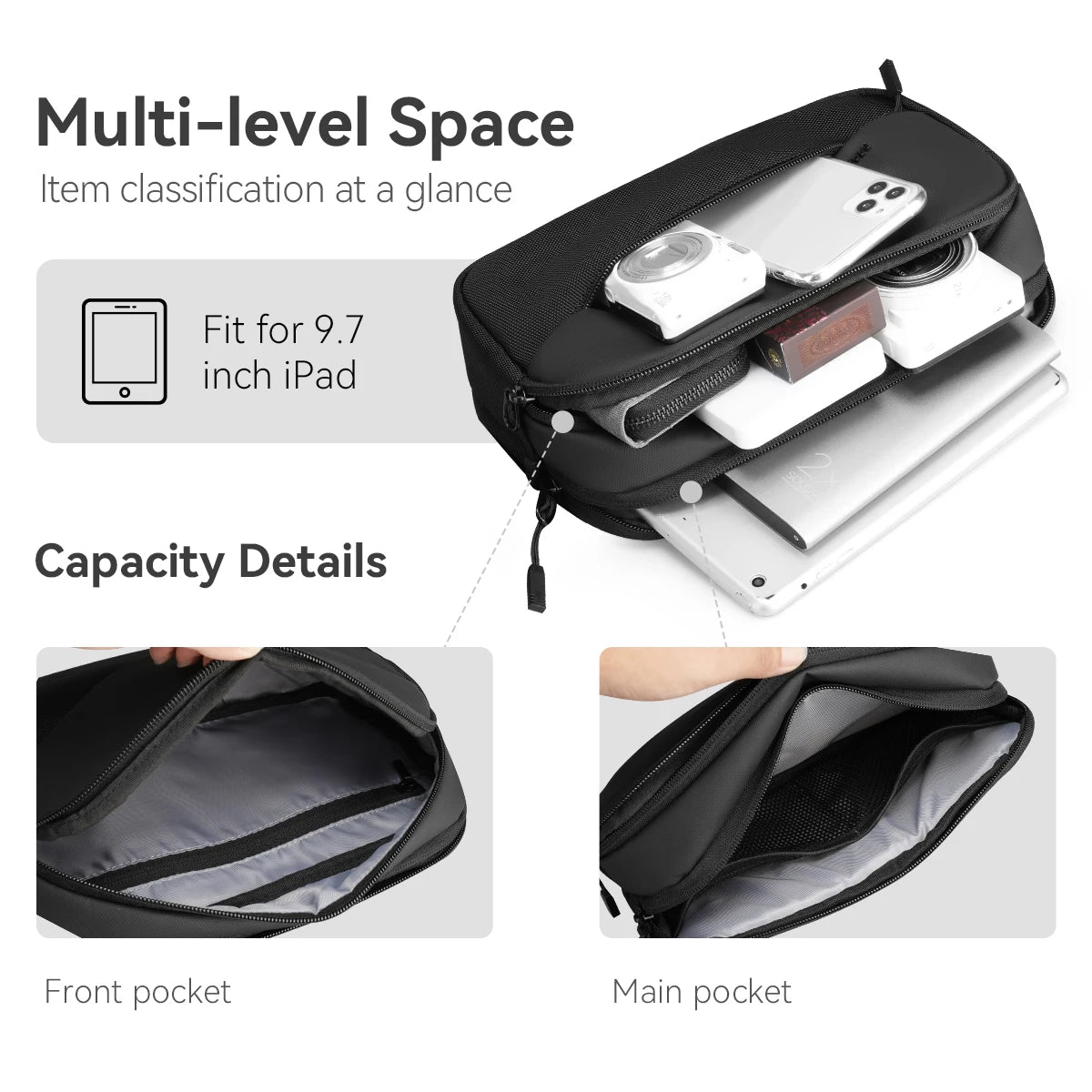 MARK RYDEN Mini Shoulder Bag Crossbody Bag for Men with Multiple Pockets Fits 7.9in Ipad