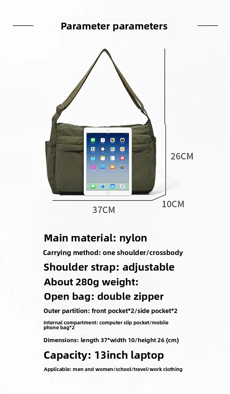 Top Quality Thickened Casual Messenger Bag, Single Shoulder Bag Large Capacity Laptop Bag, Multi Pocket Sport Bags for Women Men