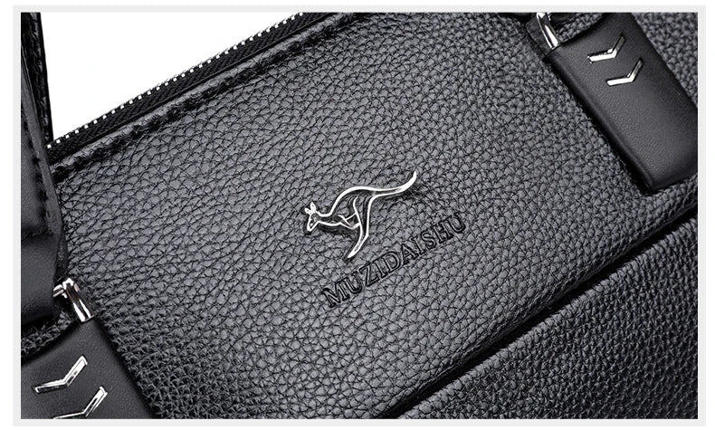 Kangaroo Leather Briefcases For Men Laptop Designer Document A4 Business Tote Handbag Shoulder Square Side Porter Crossbody Bag