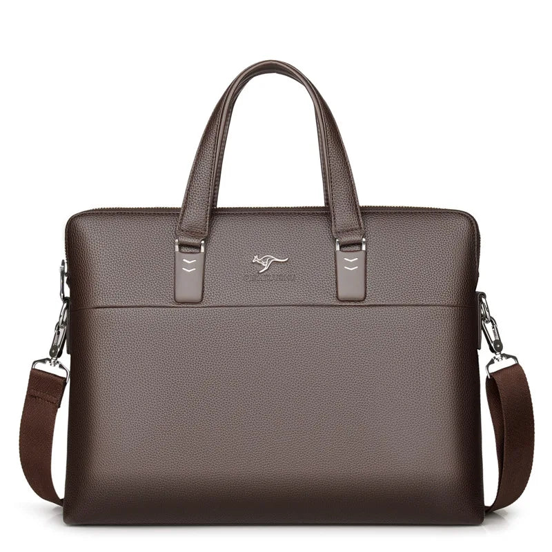 Kangaroo Leather Briefcases For Men Laptop Designer Document A4 Business Tote Handbag Shoulder Square Side Porter Crossbody Bag