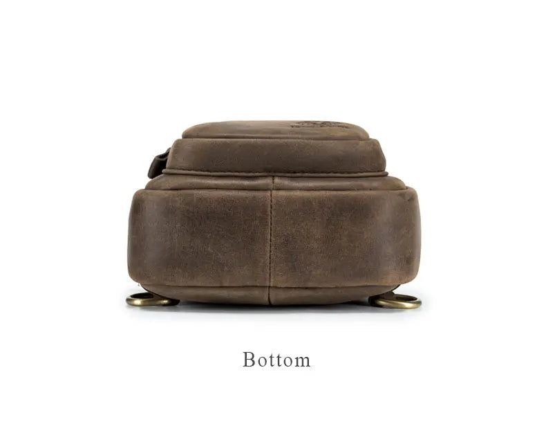 SCHLATUM 100%Genuine Leather Chest Bag Casual Triangle Crossbody Design Travel Shoulder Backpack Men Leather Multifunctional Bag