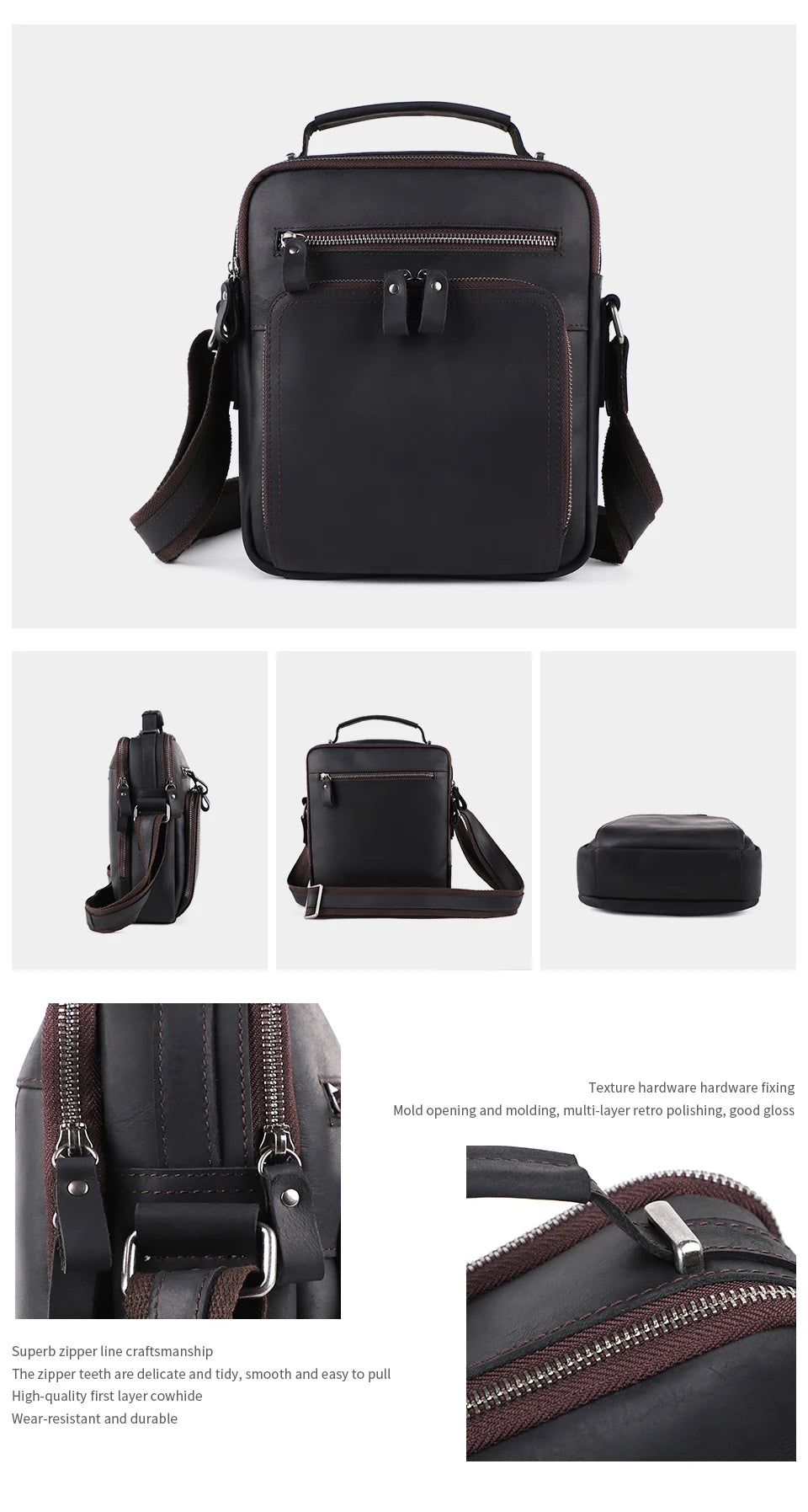 JOYIR New Genuine Leather Men Vintage Handbags Small Flap Men's Shoulder Bag Casual Office Messenger Bags Fashion Crossbody Bag