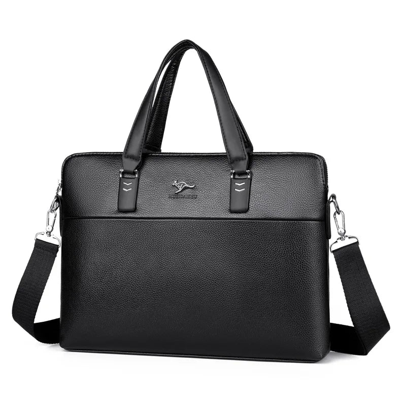 Kangaroo Leather Briefcases For Men Laptop Designer Document A4 Business Tote Handbag Shoulder Square Side Porter Crossbody Bag