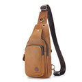SCHLATUM 100%Genuine Leather Chest Bag Casual Triangle Crossbody Design Travel Shoulder Backpack Men Leather Multifunctional Bag
