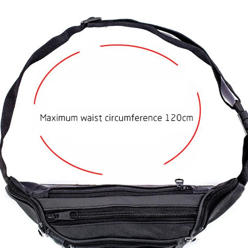 Men's Top-Grain Cowhide Genuine Leather Fanny Pack Multi-Pocket Casual Crossbody Waist Bag for Outdoor Travel And Daily Use