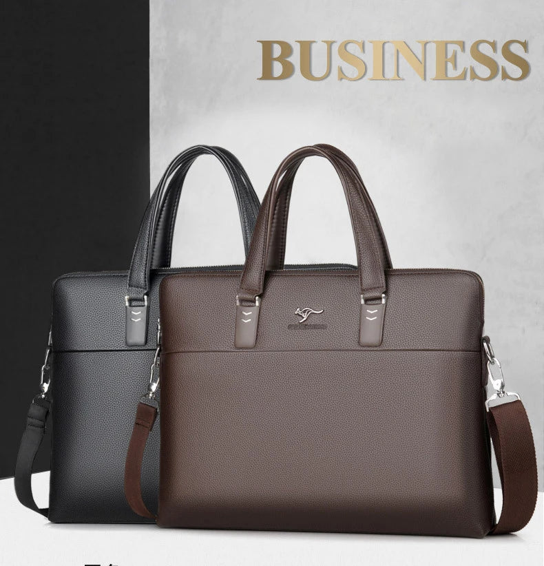 Kangaroo Leather Briefcases For Men Laptop Designer Document A4 Business Tote Handbag Shoulder Square Side Porter Crossbody Bag