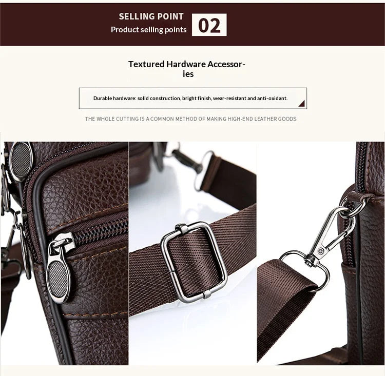 Homefish New Genuine Leather Crossbody Bag Vertical Trendy Multifunctional Shoulder Bag Briefcase Casual Travel Messenger Bag