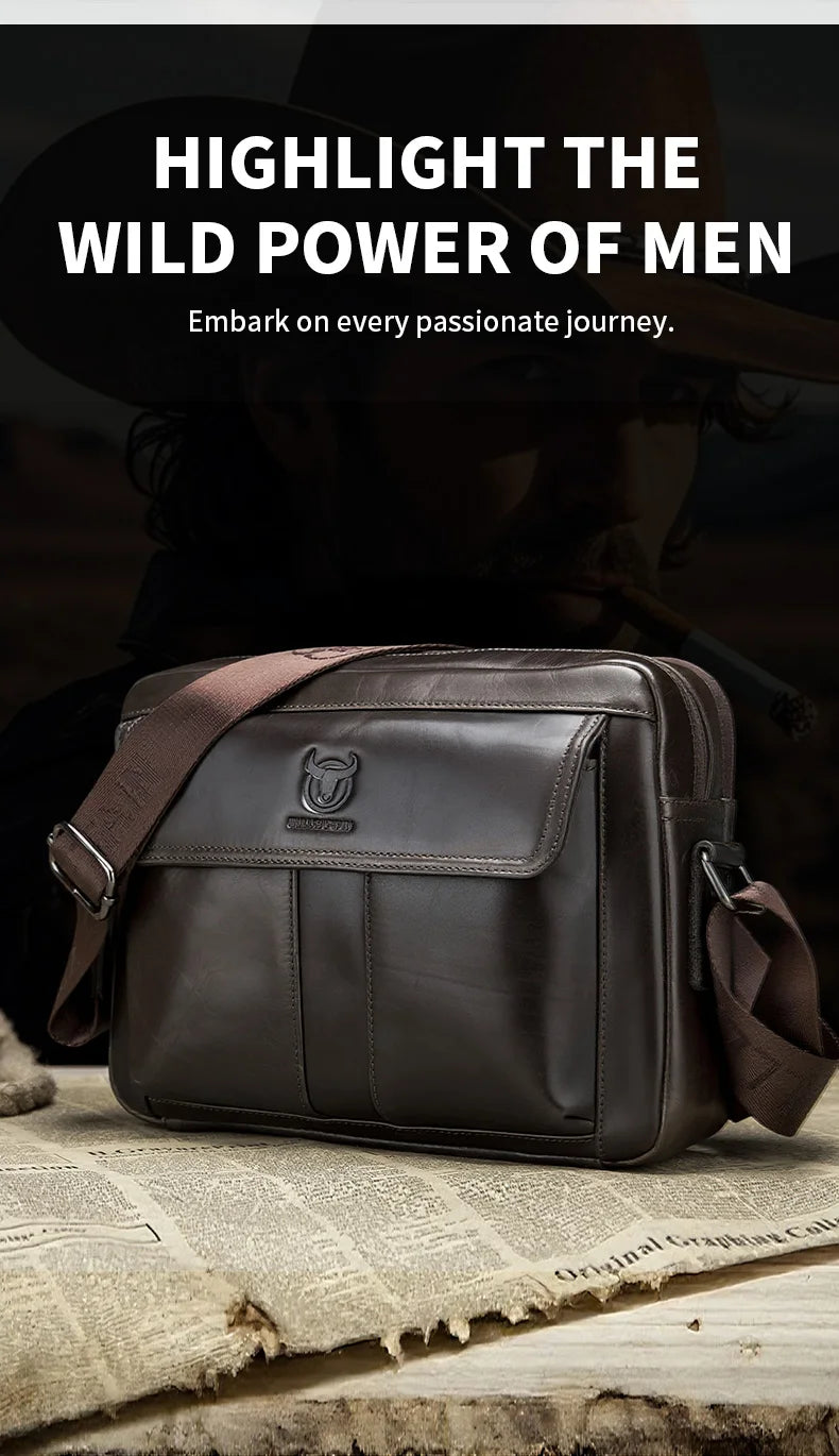BULLCAPTAIN Genuine Leather Men's Crossbody Bag Large Capacity Casual Multifunctional Handbag A Fashion Business Briefcase