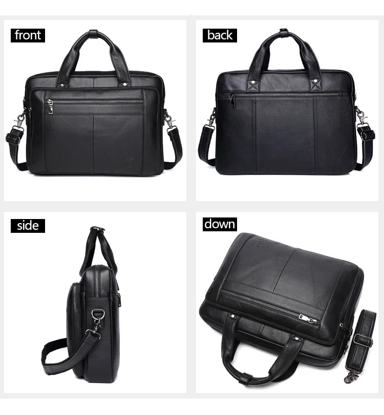 SCHLATUM Genuine Leather Bussiness Briefcases Black for Men luxury handbags Laptop Briefcase Bags 16 inch Office Computer bag