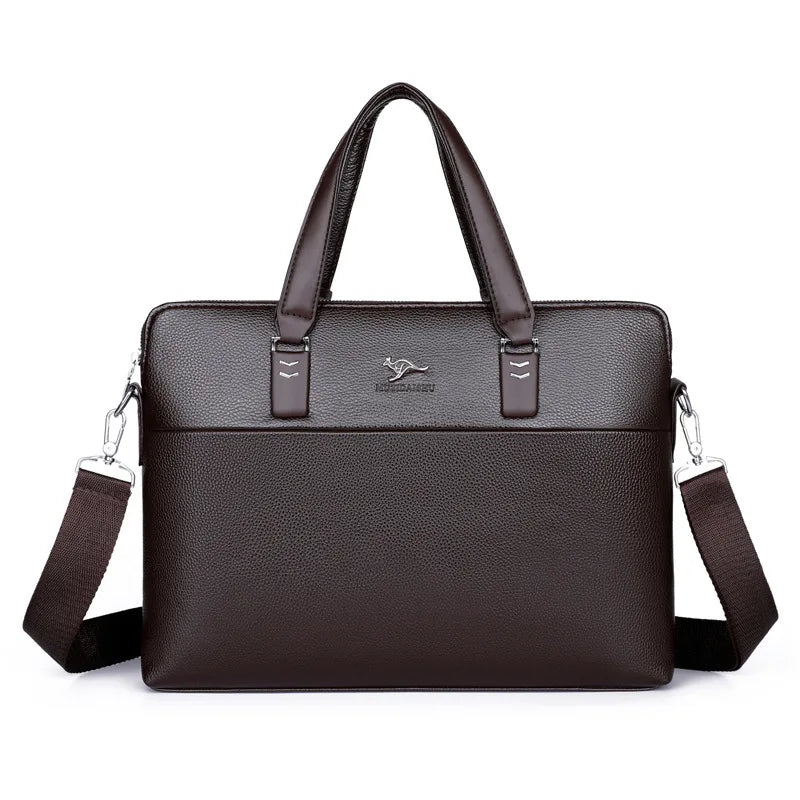 Kangaroo Leather Briefcases For Men Laptop Designer Document A4 Business Tote Handbag Shoulder Square Side Porter Crossbody Bag