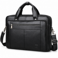 Sacoche Ordinateur Homme en Cuir de Vachette Noir 16 pouces, coloris noir