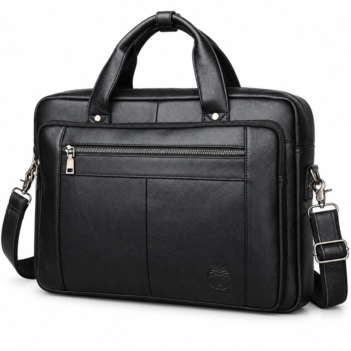 Sacoche Ordinateur Homme en Cuir de Vachette Noir 16 pouces, coloris noir