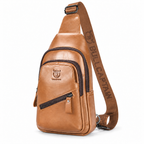 Sacoche Bandoulière Homme en Cuir à Port USB, coloris camel
