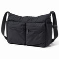 Sacoche Bandoulière Homme en Nylon à Poches Latérales, coloris noir