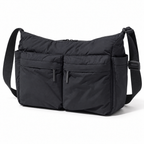 Sacoche Bandoulière Homme en Nylon à Poches Latérales, coloris noir