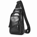 Sacoche Bandoulière Homme en Cuir à Port USB, coloris noir