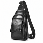 Sacoche Bandoulière Homme en Cuir à Port USB, coloris noir