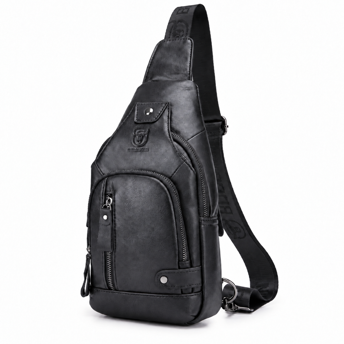 Sacoche Bandoulière Homme en Cuir Véritable à Port USB, coloris noir