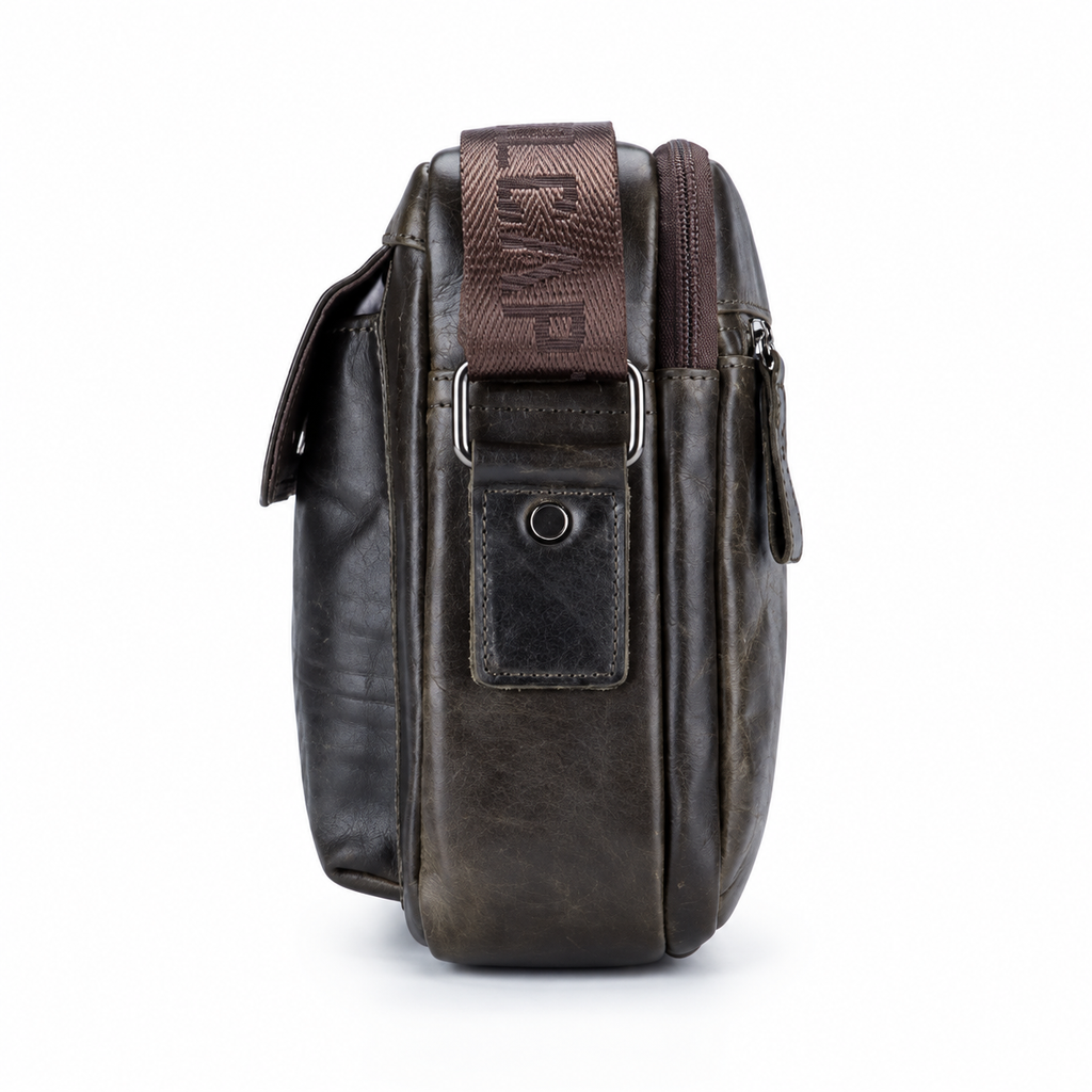 Sacoche Bandoulière Homme en Cuir Huilé à Quatre Rangements, photo 3 sur 7